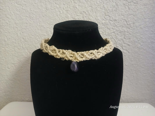 "Goddess Glow" – Hemp Choker with Blue Goldstone
