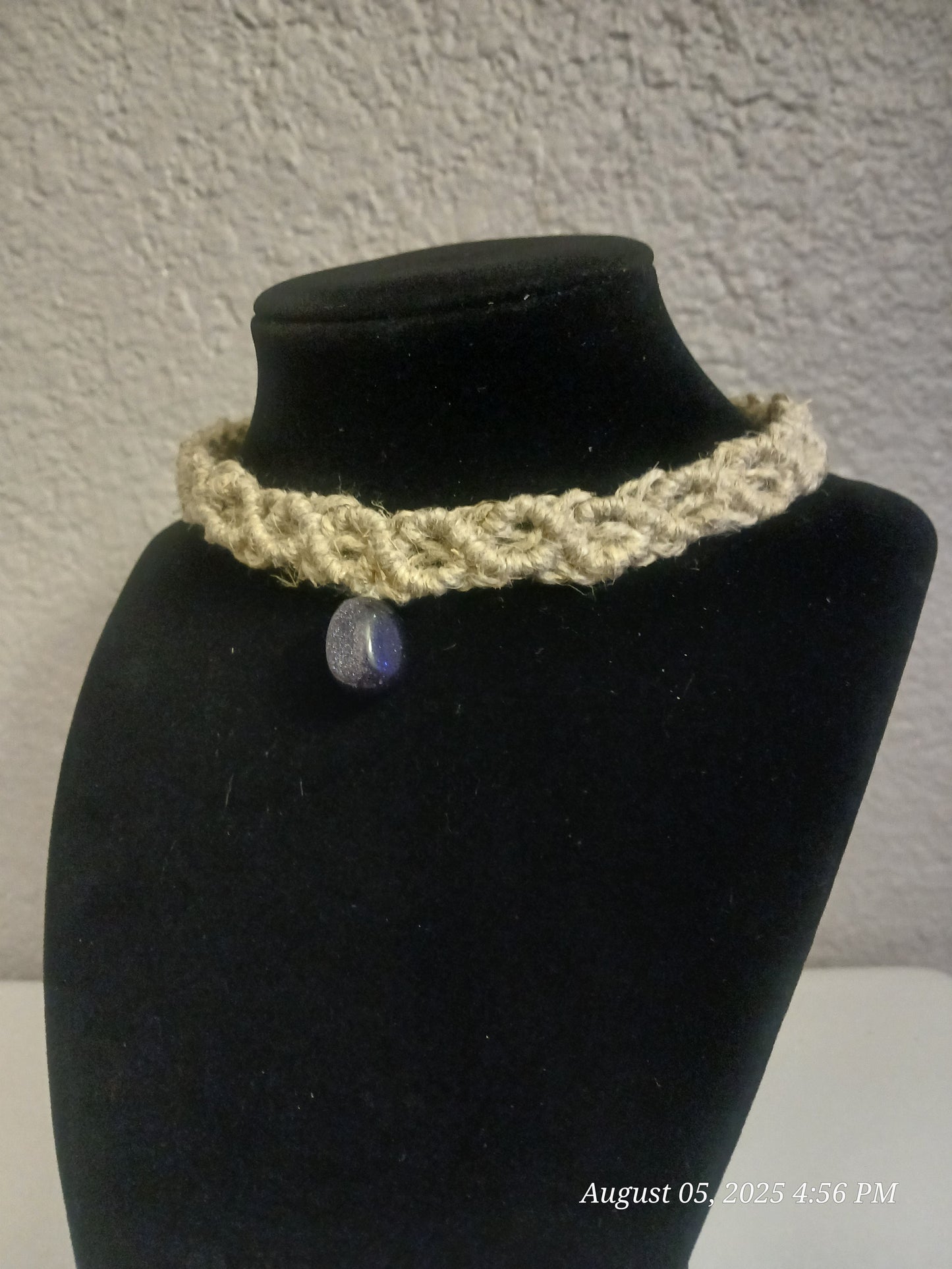 "Goddess Glow" – Hemp Choker with Blue Goldstone